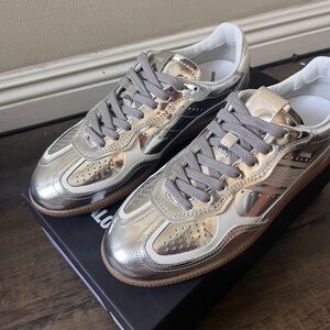 NEW ALOHAS tb. 490 Leather Sneakers - silver/cream Size Eu 38/US 7